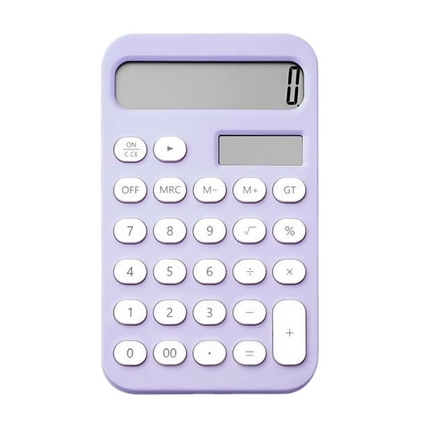 Calculadora de 12 dígitos con pantalla LCD grande para oficina y hogar. Calculadora básica. Violeta