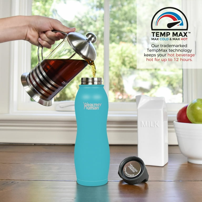 Healthy Human Stainless Steel Curve Water Bottle | 100% BPA Free Thermos  for Kids & Adults | Double Walled Vacuum Insulated | Metal Bottles with  Leak Proof Lid (21 oz/ 621 ML, Glacier) - Walmart.com