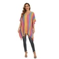 thumbnail image 2 of Beautybatik Multicoloured Boho Stripe Caftan Women Tunic Top Blouse Plus Size 4X, 2 of 5