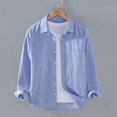 thumbnail image 4 of XDZJLR Mens Shirts Lapel Solid Soft And Comfortable Long Sleeve Shirts for Men, 4 of 5