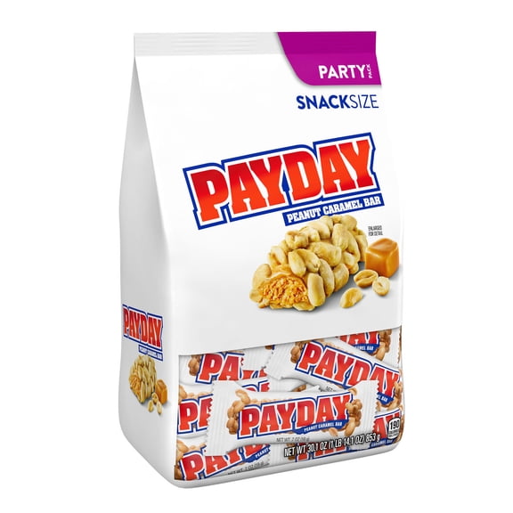PAYDAY Peanut Caramel Snack Size, Candy Party Pack, 30.1 oz