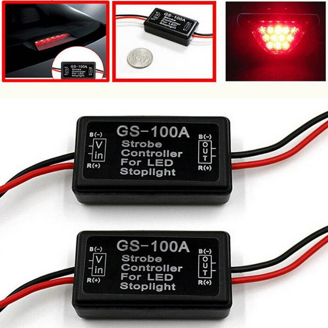 Heiheiup GS-100A Boîtier de Contrôleur Flash Stroboscope Module Clignotant pour Feu Stop Arrière de Frein à DEL