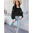 thumbnail image 4 of Women'S Oversized Sweater Autumn Fashion Trendy Batwing Sleeve Colorblock Striped Knit Pullover Black S, 4 of 6