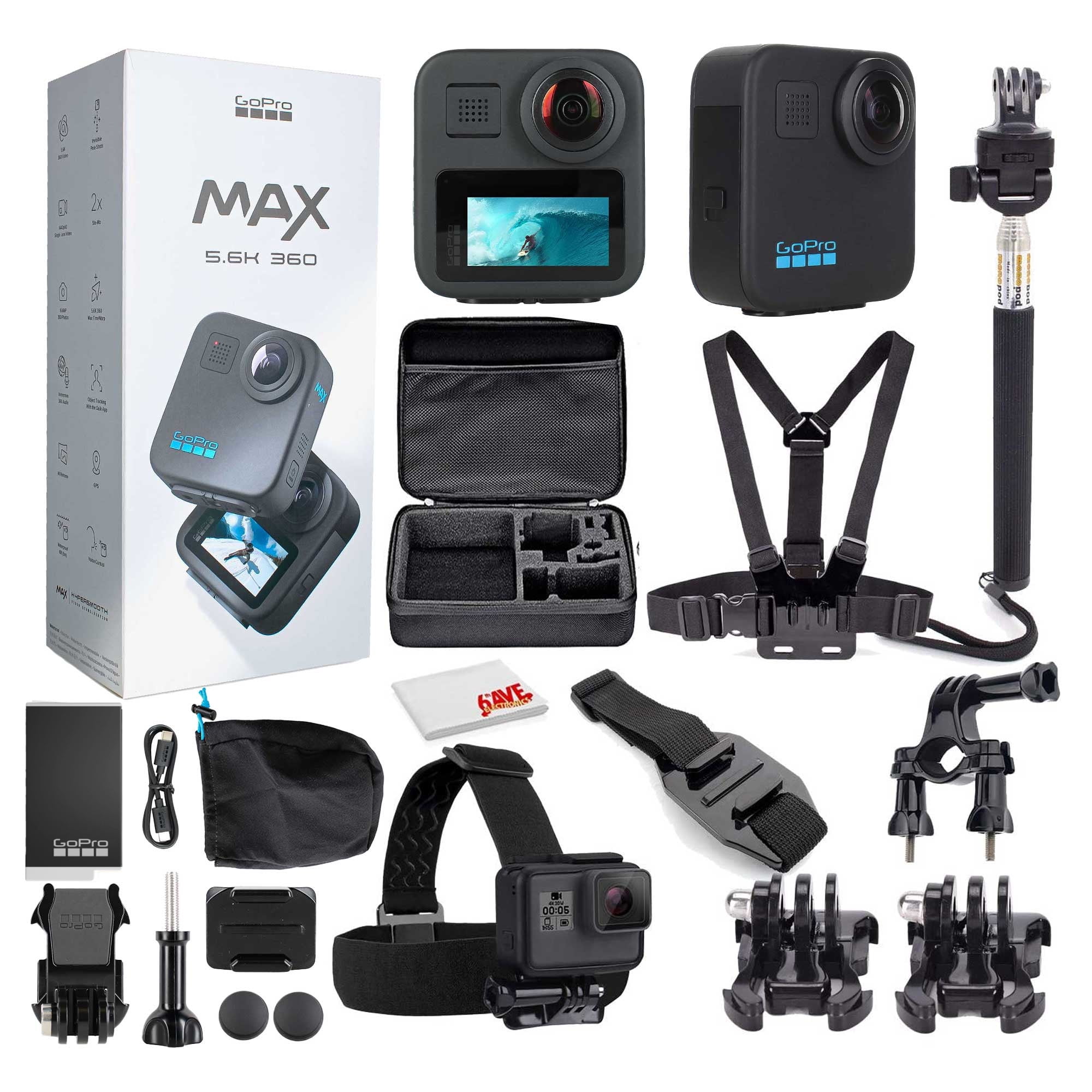 GoPro MAX 360 2025 Waterproof Action Camera with Accessory Kit, 5.6K30 Spherical Video, 1/4-20 Mounting, 1600mAh Enduro Battery