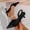 Black, variant on Women Patchwork Pointed Toe Closed Toe High Heels Sandals Slingback Patent Suede Summer Pink