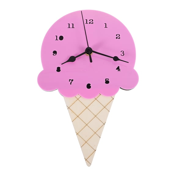 FRCOLOR Ice Cream Shaped Cartoon Wall Clock For Kids Bedroom Nordic Style Silent Clock Cute Decorative Hanging Clock For Children'S Room
