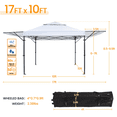 thumbnail image 3 of Alden Design 10x17 2-tiered Pop-up Gazebo Canopy with Tilt Angle-adjustable Double Awnings, White, 3 of 10