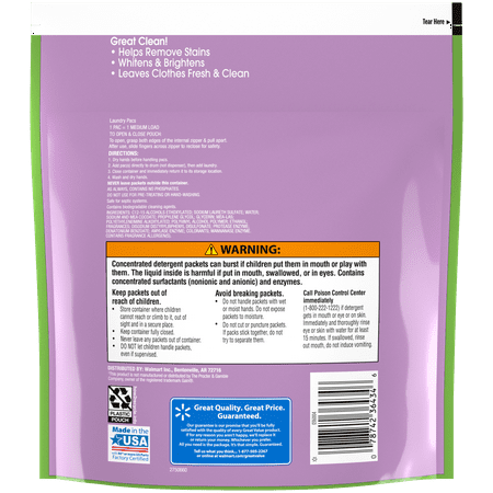 Great Value Ultimate Fresh Laundry Detergent Pacs, Blooming Lavender, 35 Count