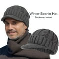 thumbnail image 2 of Mid-aged Men Winter Knitted Hat Stretchy Short Brim Thickened Twisted Texture Solid Color Ear Protection Warm Daily Wear Cap Outdoor Headwear, 2 of 8