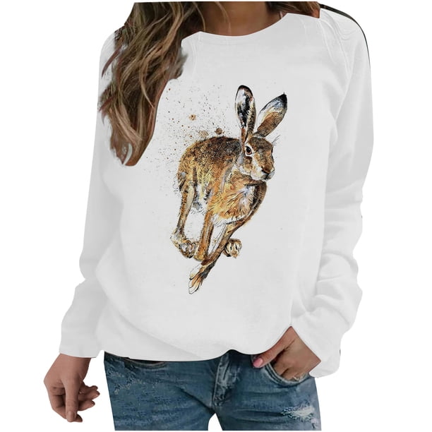 Camisas de mujer con estampado gráfico de manga larga con cuello redondo, sudadera, suéter, tops cómodos Fridja hkj1587