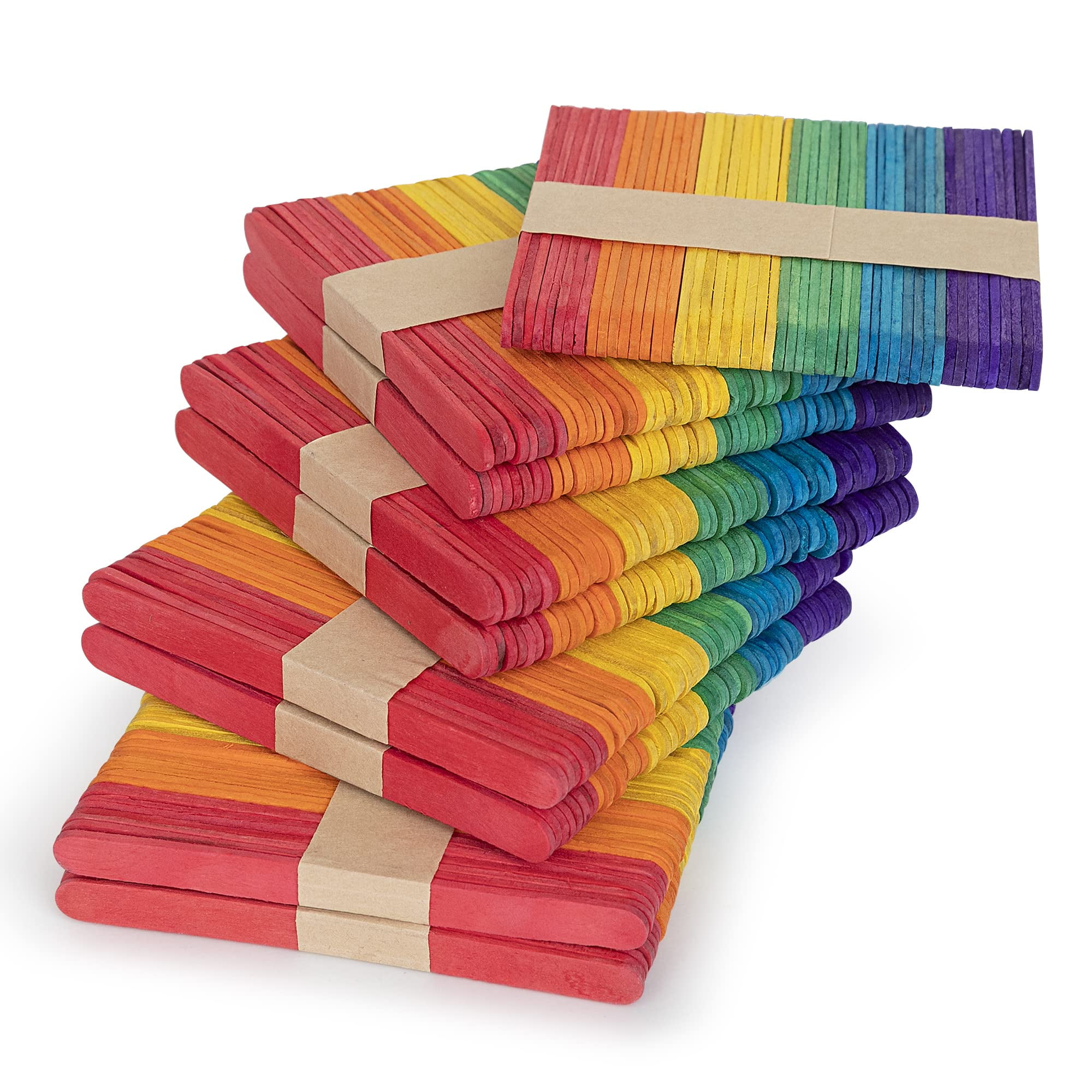 Darice 1000 Pcs Colored Popsicle Sticks for Crafts, 4.5 Colorful Wooden Rainbow Craft Sticks Supplies, Stem DIY Art, Ages 3+