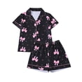 thumbnail image 4 of SJLDQY Big Girls Button Down Pajama Sets Short Sleeve Shirts Shorts 2 Piece Pjs Sets Summer Sleepwear Cute Loungewear Sets for Girls, 4 of 8