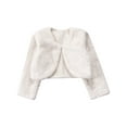 thumbnail image 3 of TSSOE Kids Girls Faux Fur Dress Coat Flower Girl Bolero Shrug Sweater Jacket Princess Cape Winter Party Outerwear White 7-9, 3 of 5
