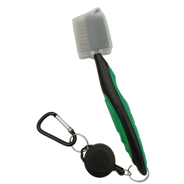 Sonducket Cepillo para palos de Golf, portátil, ergonómico, de Color sólido, telescópico, de doble cara, cepillos de bolas, herramienta de Golf Verde con Tapa