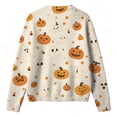 thumbnail image 5 of Halloween Girls Knitted Sweater Cardigan Pumpkin Print Stylish Fall Long Sleeve Button Down Casual Tops, 5 of 5