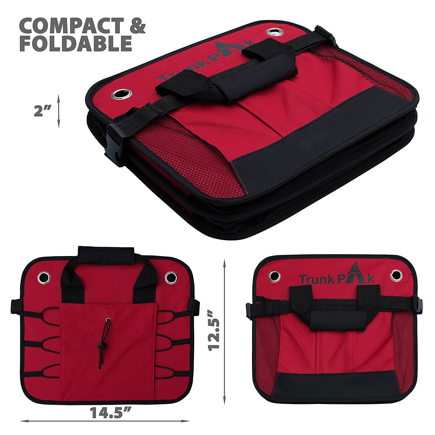 Collapsible Car Organizer All Types Vehicles Blue /& Black Heavy Duty Fabric Steady Cardboard TRUNKPAK Trunk Organizer 5 Compartments Vehicle Storage /& Car Trunk Box Auto Home Use
