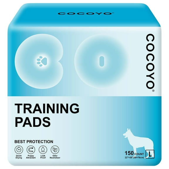 Cocoyo Large 5-Layer Absorbent Pet Training Pads, 30" x 22", 150 Count