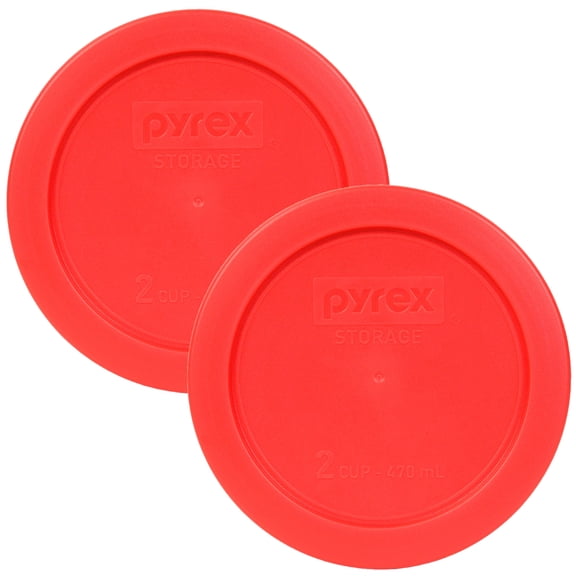 Pyrex Replacement Lid 7200-PC Red Round Plastic Cover (2-Pack) for Pyrex 7200 2-Cup Bowl (Sold Separately)