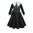 thumbnail image 2 of Robe Gothique à Col Peter Pan pour Filles, Manches Longues, Robe Noire avec Sac, 2 of 3
