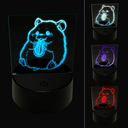 

Darling Hamster Rodent Enjoying Sunflower Seed LED Night Light Sign 3D Illusion Desk Nightstand Lamp