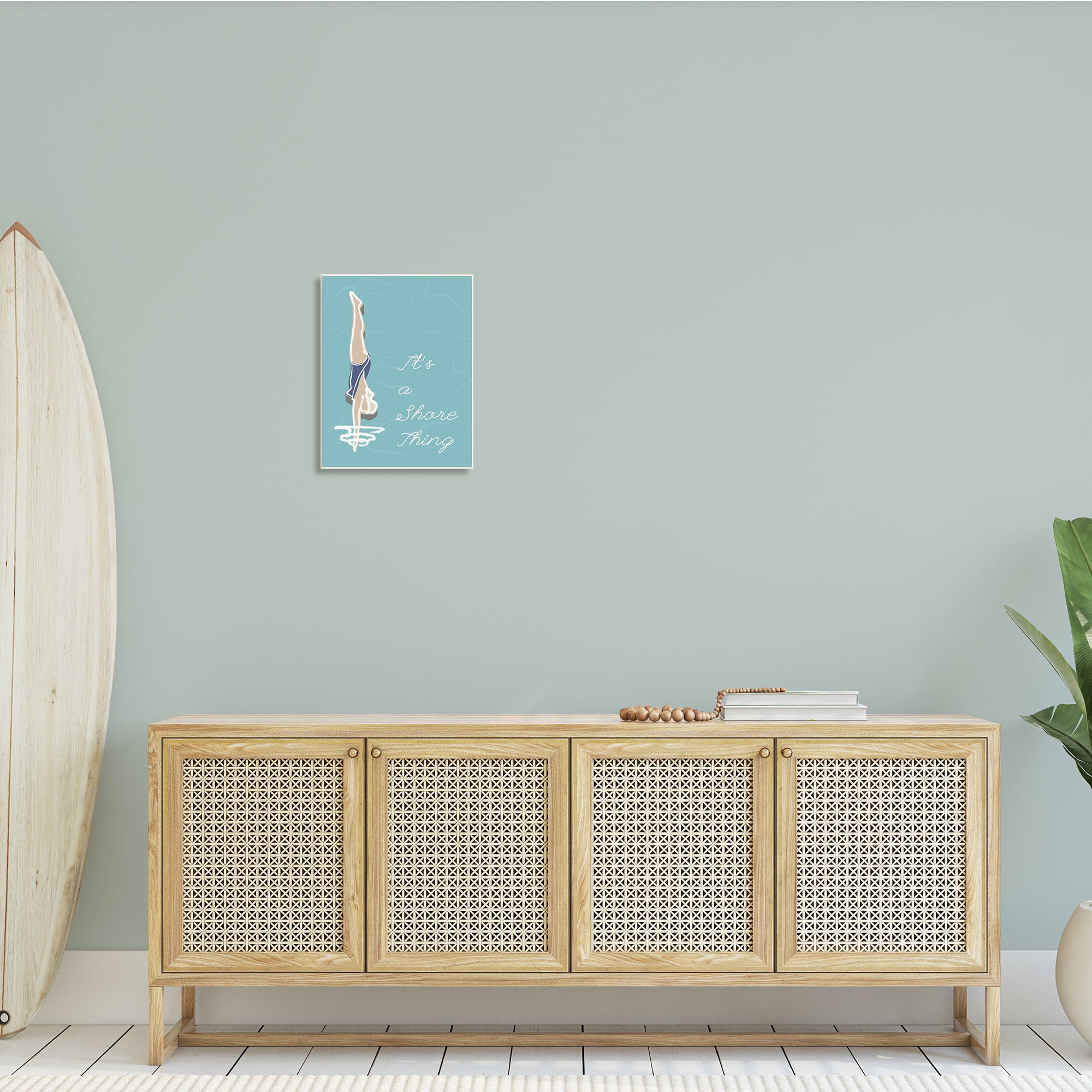 Stupell Indtries It’s a Shore Thing Swimming Pun Woman Diving,13 x 19,Design by Jen Bucheli