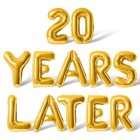 Letter Balloons - 20 YEARS LATER 16" Inch Alphabet Letters Foil Mylar Balloon 20th Anniversary Party Banner (Gold)