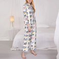 thumbnail image 3 of Fuzoiu Cute Dog Print Women's Long-Sleeved Pajama,Lounge Button Down Nightwear,Womens Notch Collar Pajama Set-Small, 3 of 7