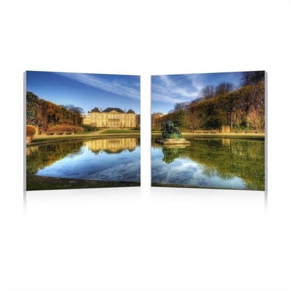 French Chateaux Mounted Print Diptych in Multicolor