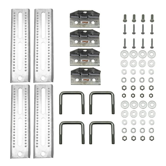 Extreme Max 3006.7032 10" Galvanized Swivel-Top Bunk Bracket with Hardware for 1.5" x 3" Trailer - 4-Pack