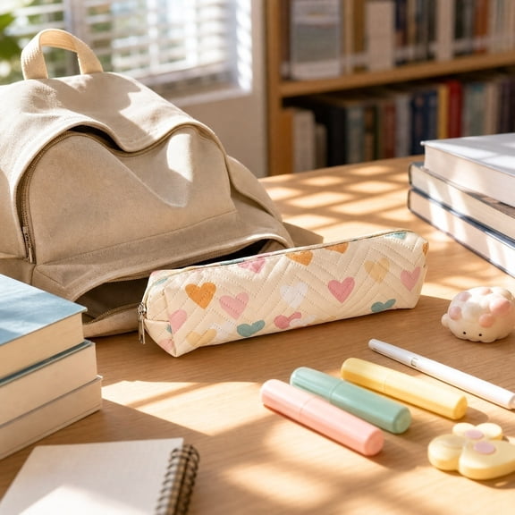 Versatile Cloth Storage Bag for Campus Supplies and Personal Accessories Organization - Multi-Compartment Pouch for Writing Tools and Cosmetic Brush Storage - Portable Organizer Bag