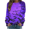 thumbnail image 2 of Hauts pour Femmes Décontractés Habillés 2023 Manches Raglan Halloween Col Rond Ensanglanté Ample Manches Longues Imprimé Chandail à Capuche Haut/chemise Costumes d'Halloween pour Femmes en Liquidation, 2 of 5