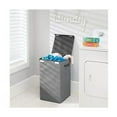 thumbnail image 2 of mDesign Large Laundry Hamper Basket with Hinged Lid and Attached Handles - Portable and Foldable for Compact Storage - Single Hamper Design, Textured Print with Solid Trim - Charcoal/Black, 2 of 7