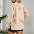 thumbnail image 5 of Arlun Womens Fashion 2025 Oversized Long Sleeve Hoodies Button up V-Neck Hooded Sweatshirts Trendy Side Slit Solid Color Casual Ribbing Pullover Tops Beige L, 5 of 7