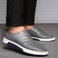 thumbnail image 7 of Santimon Breathable Leather Shoes Men Casual Shoes Non-Slip Sneakers Grey 11 US, 7 of 7