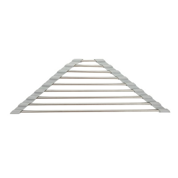 HAKIDZEL Triangle Roll-Up Dish Drying Rack Light Grey 1Set 16.1x8.9in Stainless Steel