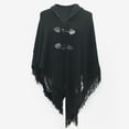 thumbnail image 4 of SWSMCLT Women's Knit Poncho Cardigan Sweater Solid Knitted Adult Mexican Poncho Wrap Winter Fall Soft Shawl Asymmetrical Cape Sweater Toggle Tassel Fringe Crochet Black One Size, 4 of 4