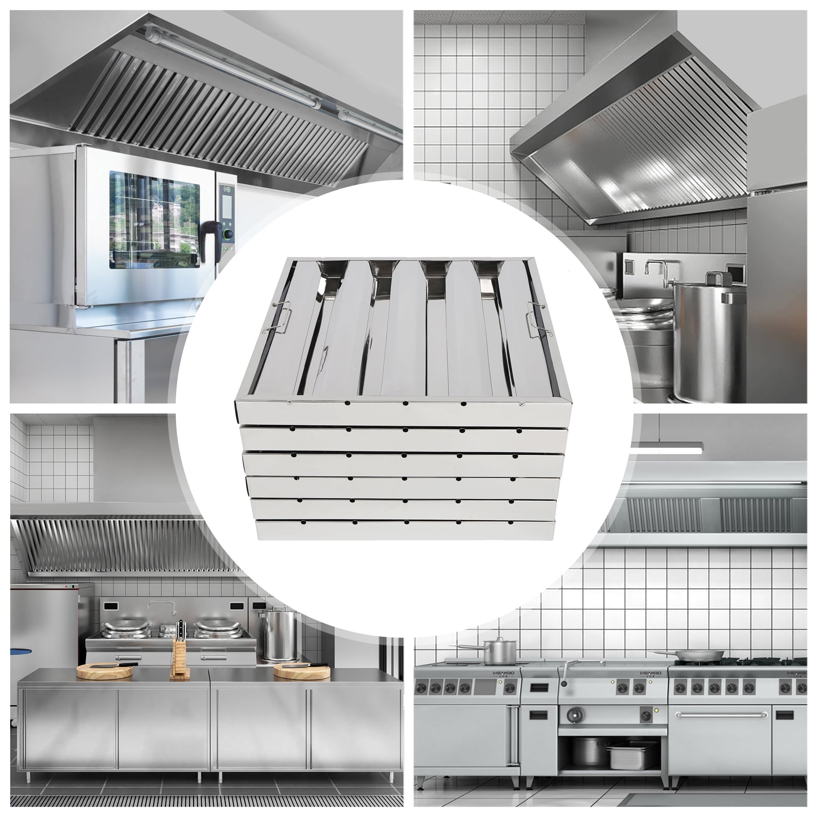 Commercial Range Hood Filter, 430 Stainless Steel, Efficient Oil Collection, Easy to Install and Clean, Ideal for Frying and Grilling