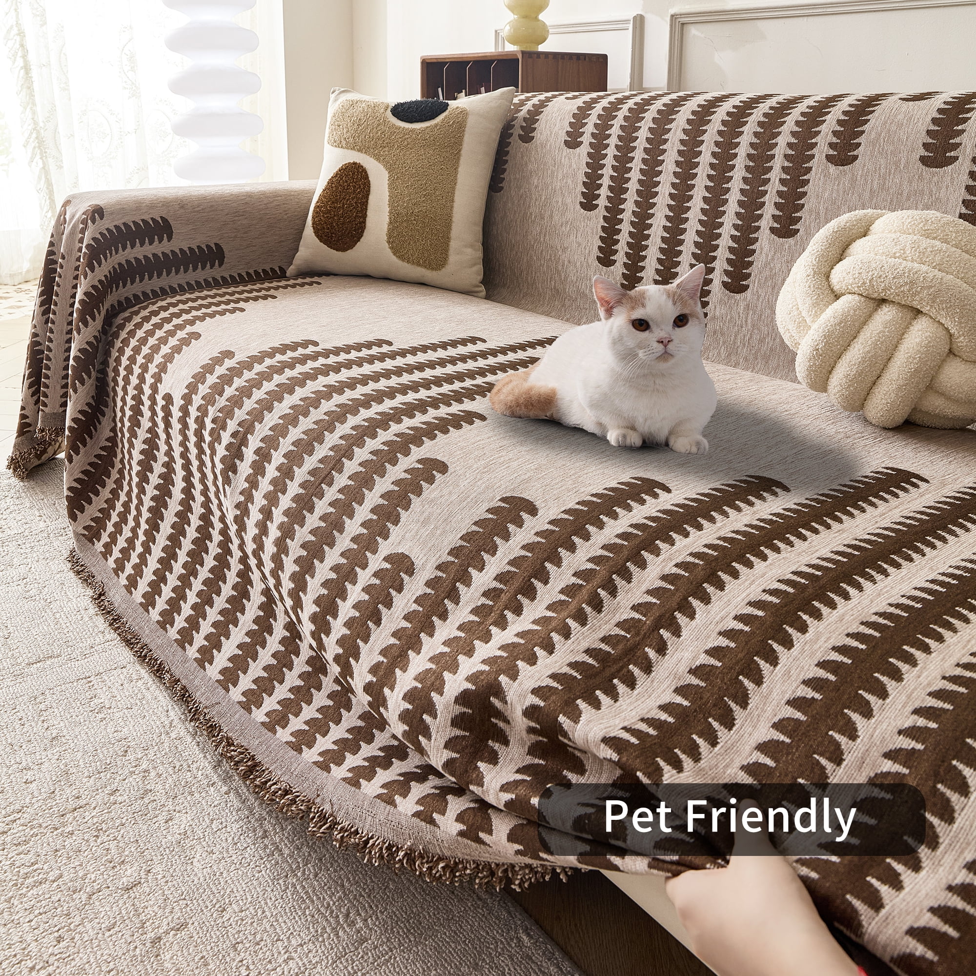 Smuge Sofa Cover, Couch Cover Protector Slipcover L Shape 3 Cushion Sofa Towel Sectional Throws Sofa Covers for Dogs Cats Home Decor(71"x 150", Light Coffee)