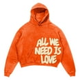 thumbnail image 4 of All WE NEED IS LOVE Men's Oversize Cropped Hoodie Casual Baggy Hop Gothic Pullover Long Sleeve Hoodie Colorful Sweatshirt With Pockets (Orange,3XL), 4 of 4