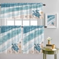 thumbnail image 4 of Watercolor Ocean Theme Beach Turtle Curtain Tier and Valance Set 3 Piece, Marine Starfish Shell 3-inch Rod Pocket Window Tier Curtains Valance for Kitchen Living Room, 4 of 9