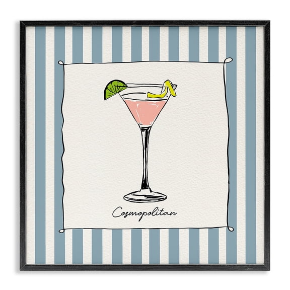 Stupell Industries Modern Cosmopolitan Summer Stripes Black Framed Giclee Art, 12 x 12, by Susan Jill