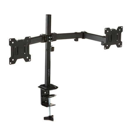 ONN FULL MOTION DUAL MONITOR DESK MOUNT, FITS 2 SCREENS UP TO 32 INCHES – ROTATE, TILT & SWIVEL, VESA