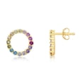 thumbnail image 2 of Sterling Silver, Rose Gold Plated, or Gold Plated Rainbow CZ Open Circle Stud Earrings, 2 of 4