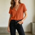 thumbnail image 6 of cfhntfmh Spring Tops for Women Casual V Neck Cotton Blend Shirts Short Sleeve Loose Fit Lightweight Blouse Tunics, 6 of 7
