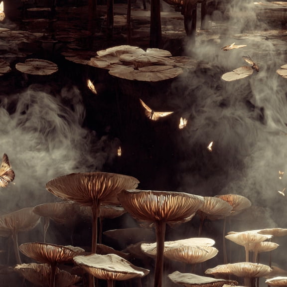 Baroque Peel and Stick Wallpaper Mystical Night Forest Glowing Mushrooms Moths Wall Mural 17.7in x 9.8ft Self Adhesive Removable Wall Paper Renter Friendly Wallpaper for Women Bedroom Salon