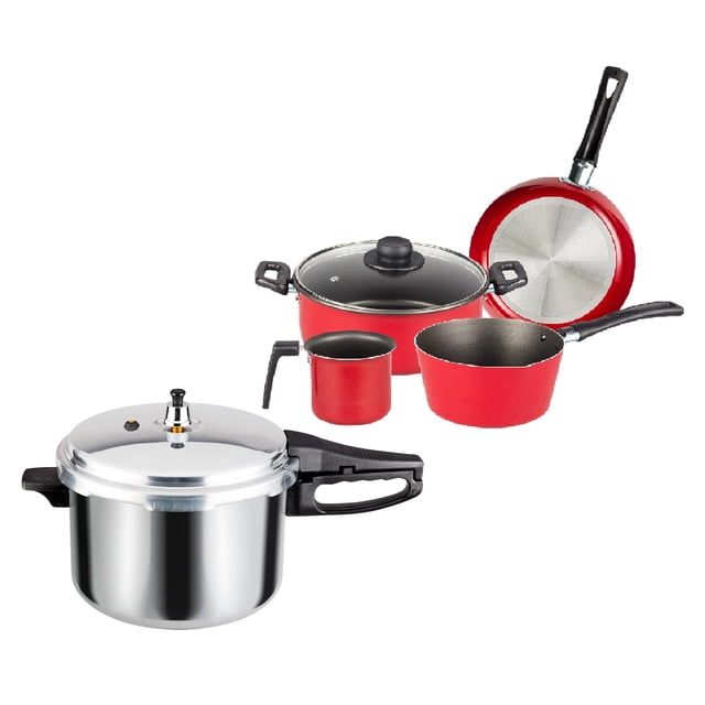 Olla express 6 L Ekco y Batería 5 pzas EKCO Set Ekco Classic rojo
