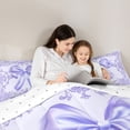 thumbnail image 5 of Feelyou Dreamy Princess Bowknot Bedding Comforter Set, Bohemian Damask Flower Twin Comforter Sets, Purple Fashion Bow Reversible Bedding Set, Microfiber Bedroom Decor, 2-Piece, 5 of 8