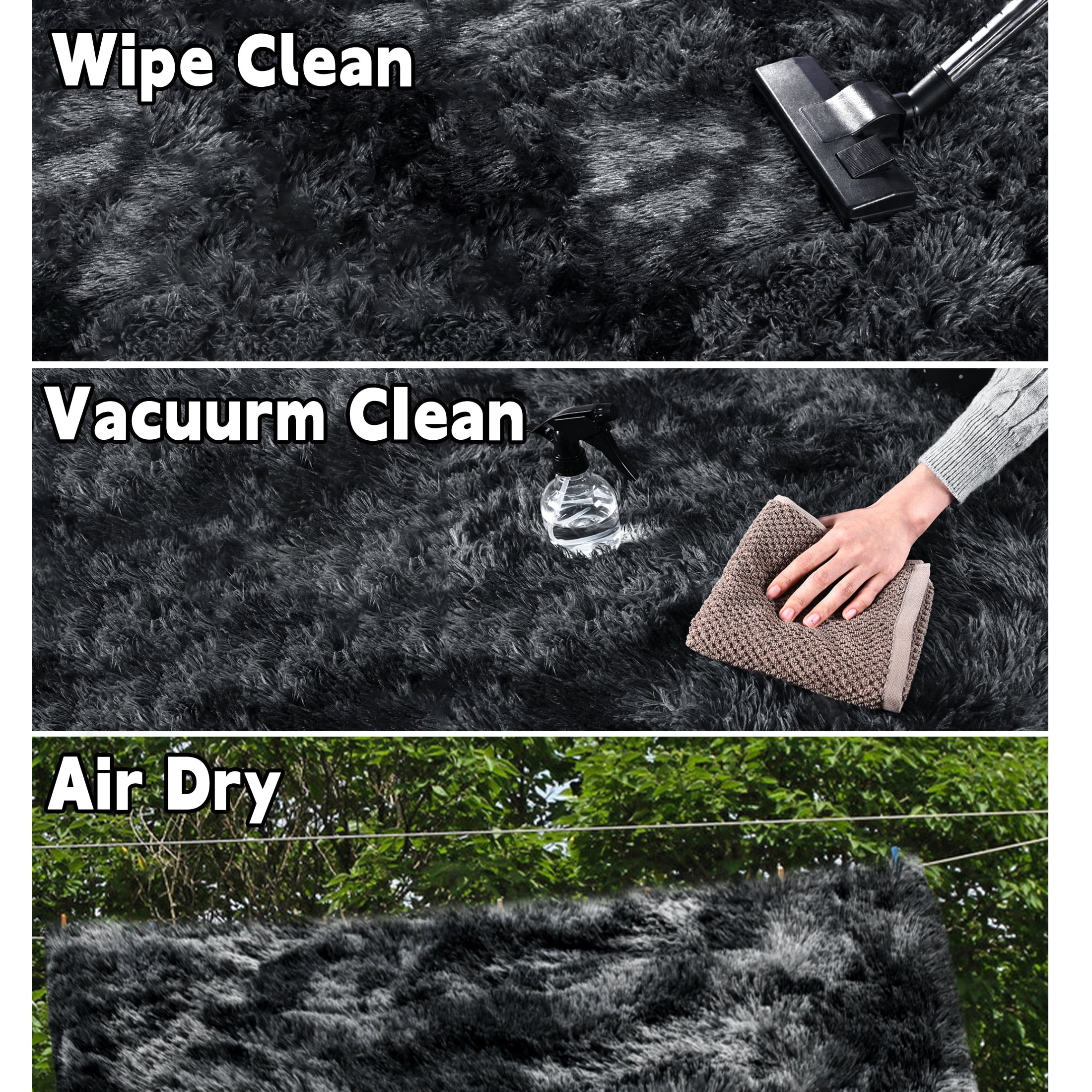 ZENELESS Solid Shag Collection Rug,4x6ft Charcoal Gray Fluffy Area Rugs Perfect for Kid's Room, Cloakroom
