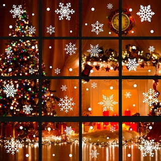 Christmas Window Clings 78 Pcs Sparkle Silver Large Double-Sided Window  Decoration Snowflake Window Stickers Xmas 4 Sheet Winter Christmas Window