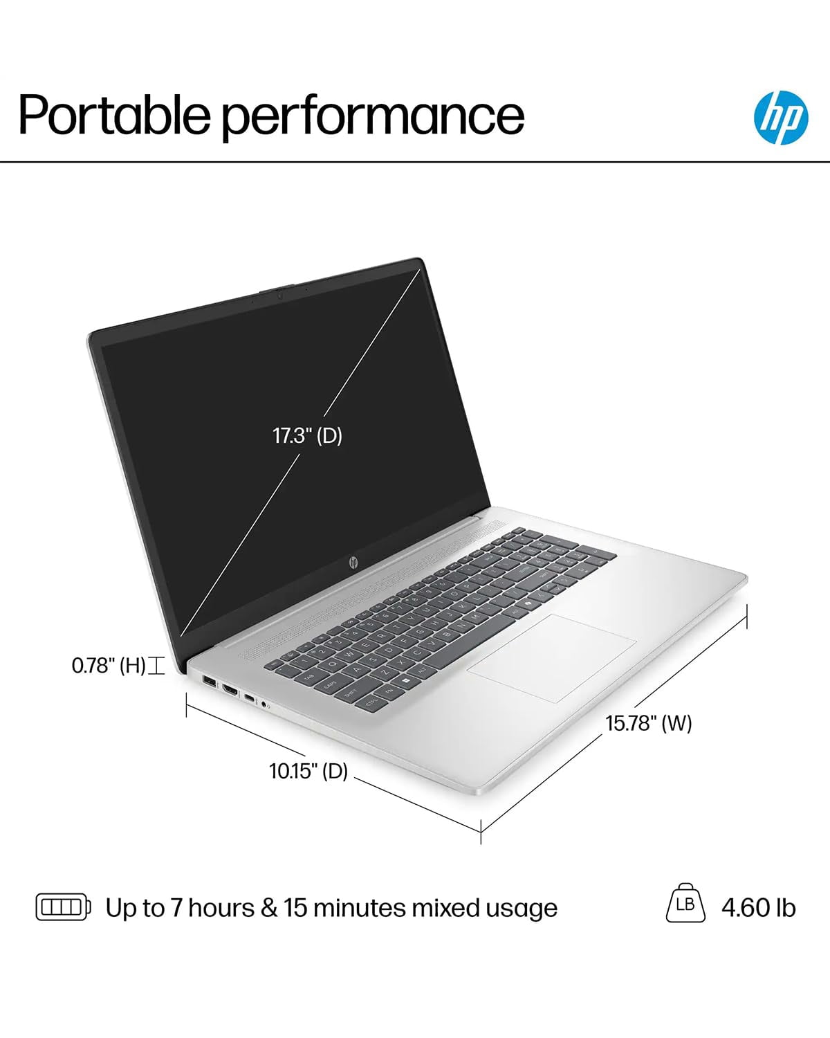HP 17.3" Laptop Computer - Intel i3 N305 8-Core up to 3.8GHz, Windows 11 Pro | Student & Business Laptop w/Office Lifetime & External Optical Drive(16GB RAM | 512GB SSD)